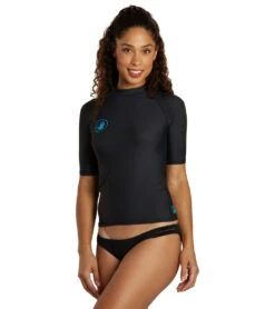 Body Glove Women's Basic Short Sleeve Fitted Rashguard -Wave Rider Gear 5672064188584 black 4a