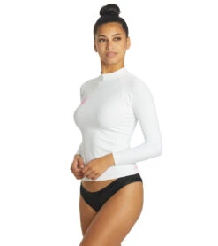 Body Glove Women's Basic Long Sleeve Fitted Rashguard -Wave Rider Gear 5672067465384 white 5a