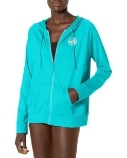 Body Glove Women's Standard Smoothies Adeline Zip Front Hoodie Rashguard With UPF 50+