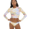 Body Glove Women's Illusion Let It Be Crop Long Sleeve UPF 50 Rash Guard