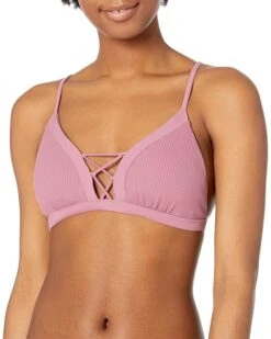 Body Glove Women's Phoebe Deep V Strappy Back Fixed Triangle Bikini Top Swimsuit