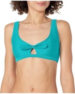 Body Glove Women's Standard Smoothies May Solid Bikini Top Swimsuit With Peekaboo Front Bow Detail