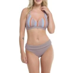 Body Glove St. Barts Mid Waist Foldover Bikini Bottom In Taupe