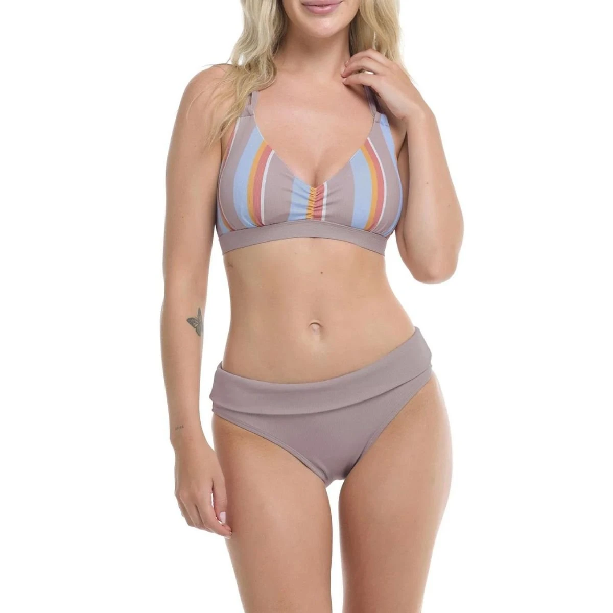Body Glove St. Barts Mid Waist Foldover Bikini Bottom In Taupe 1 Body Glove St. Barts Mid Waist Foldover Bikini Bottom In Taupe